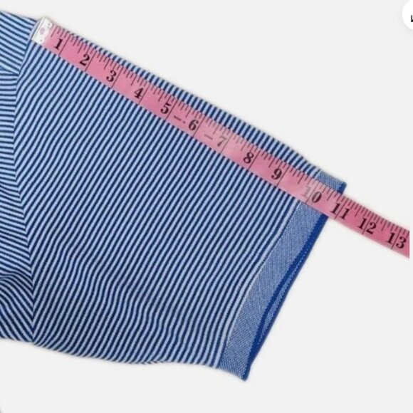 Tommy Bahama XL Blue White Striped Polo Shirt Marlin Logo Short Sleeve Casual - Picture 5 of 7